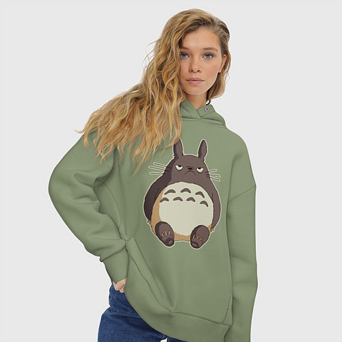 Женское худи оверсайз Грустный Тоторо / Авокадо – фото 3