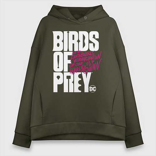 Женское худи оверсайз Birds of Prey logo / Хаки – фото 1