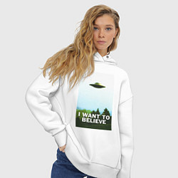 Толстовка оверсайз женская I WANT TO BELIEVE, цвет: белый — фото 2