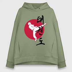 Толстовка оверсайз женская Тхэквондо, цвет: авокадо