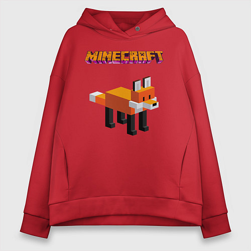 Женское худи оверсайз Minecraft - лиса / Красный – фото 1
