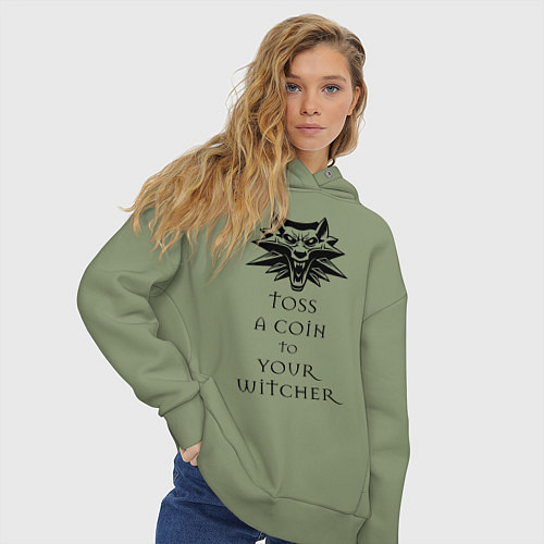 Женское худи оверсайз Toss a coin to your witcher / Авокадо – фото 3