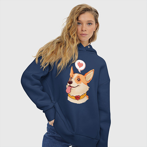Женское худи оверсайз КОРГИ / Тёмно-синий – фото 3