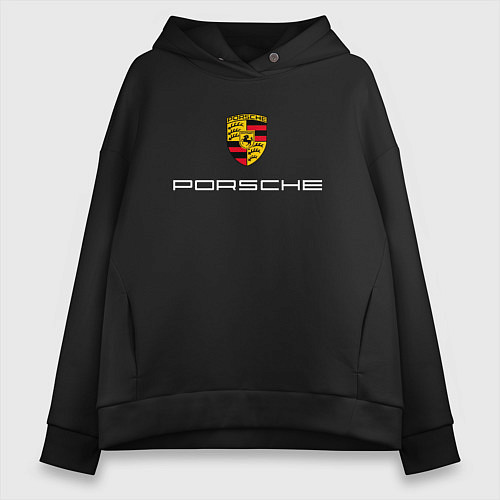 Женское худи оверсайз PORSCHE / Черный – фото 1