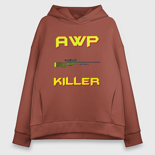 Женское худи оверсайз AWP killer 2 / Кирпичный – фото 1