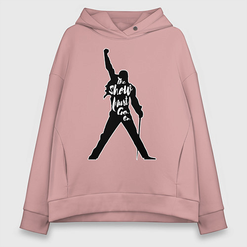 Женское худи оверсайз Queen - The Show Must Go On / Пыльно-розовый – фото 1