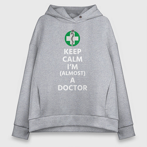 Женское худи оверсайз Keep calm I??m a doctor / Меланж – фото 1