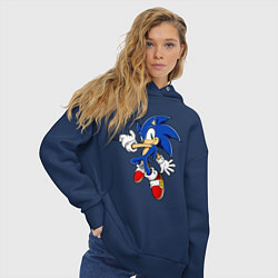 Толстовка оверсайз женская Sonic, цвет: тёмно-синий — фото 2