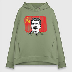 Женское худи оверсайз Сталин и флаг СССР
