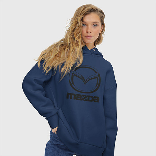 Женское худи оверсайз MAZDA LOGO / Тёмно-синий – фото 3