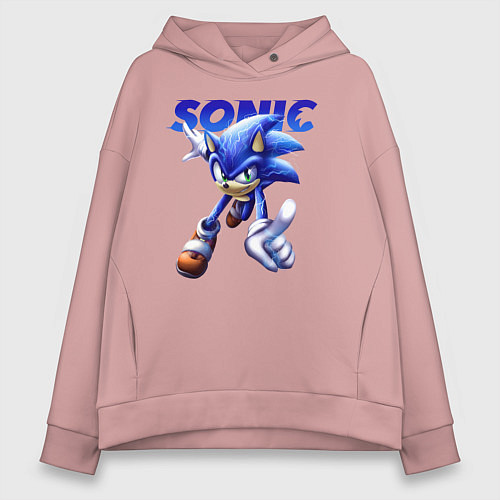 Женское худи оверсайз SONIC / Пыльно-розовый – фото 1