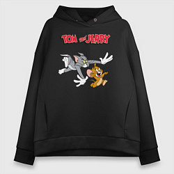 Толстовка оверсайз женская Tom & Jerry, цвет: черный