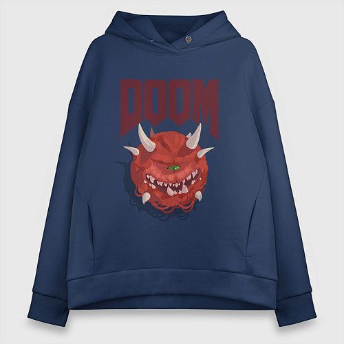 Женское худи оверсайз DOOM / Тёмно-синий – фото 1