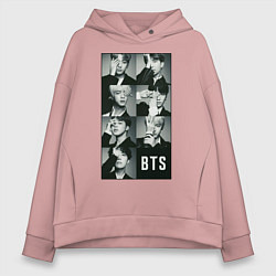 Толстовка оверсайз женская BTS, цвет: пыльно-розовый