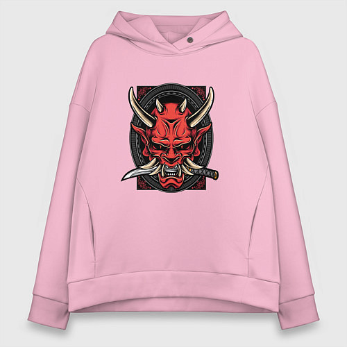Женское худи оверсайз МАСКА РОНИНА / Светло-розовый – фото 1