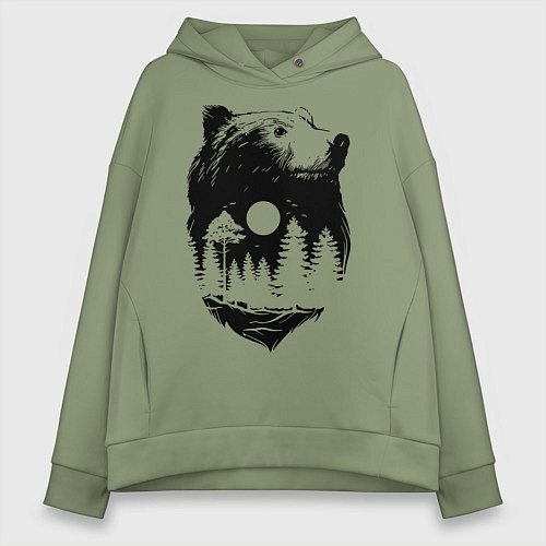 Женское худи оверсайз Bear / Авокадо – фото 1