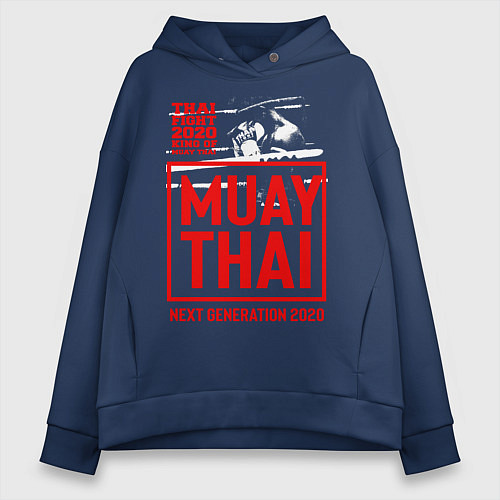 Женское худи оверсайз MUAY THAI / Тёмно-синий – фото 1