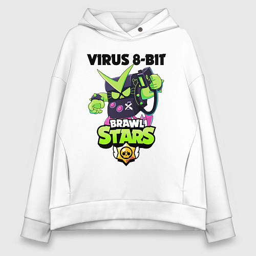 Женское худи оверсайз BRAWL STARS VIRUS 8-BIT / Белый – фото 1