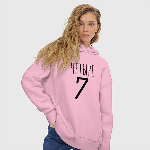 Женское худи оверсайз Четыре-7 / Светло-розовый – фото 3