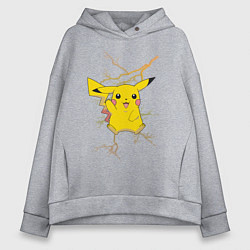 Толстовка оверсайз женская Pikachu, цвет: меланж