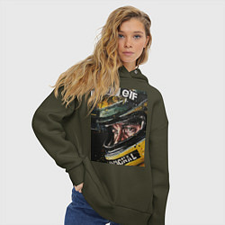 Толстовка оверсайз женская Айртон Сенна, цвет: хаки — фото 2