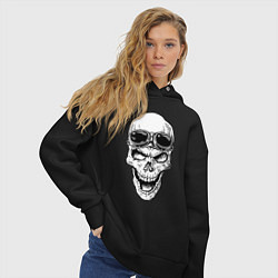 Толстовка оверсайз женская Skull and glasses, цвет: черный — фото 2