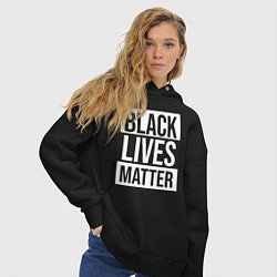 Толстовка оверсайз женская BLACK LIVES MATTER, цвет: черный — фото 2