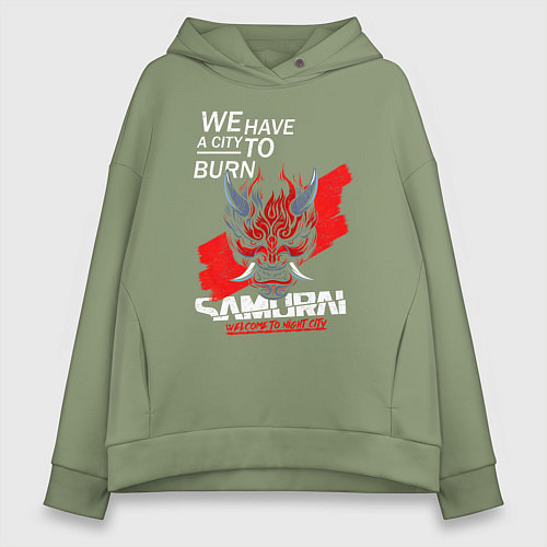 Женское худи оверсайз WELCOME TO NIGHT CITY / Авокадо – фото 1