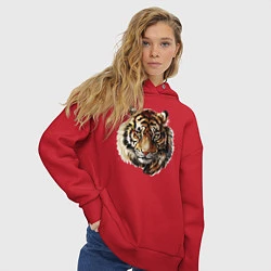 Толстовка оверсайз женская Тигр Tiger, цвет: красный — фото 2
