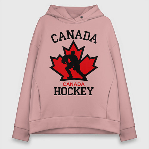 Женское худи оверсайз Canada Hockey / Пыльно-розовый – фото 1