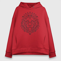 Толстовка оверсайз женская Геометрический Лев, цвет: красный