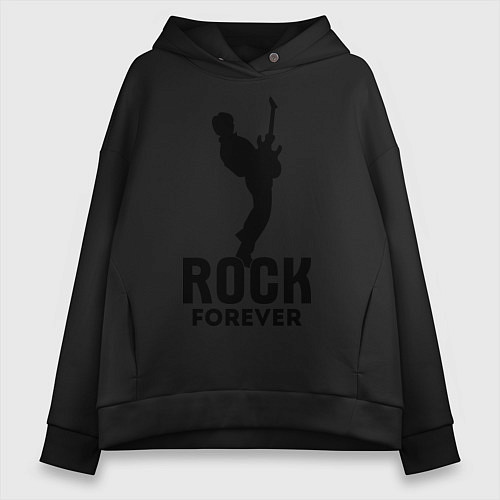 Женское худи оверсайз Rock forever / Черный – фото 1