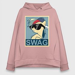 Толстовка оверсайз женская Rainbow Dash swag, цвет: пыльно-розовый