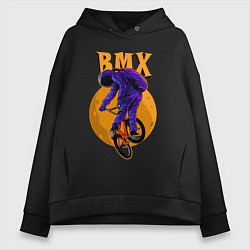 Толстовка оверсайз женская BMX - moon - space, цвет: черный