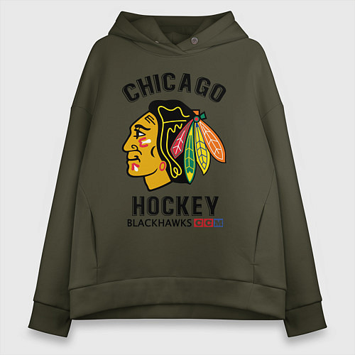 Женское худи оверсайз CHICAGO BLACKHAWKS NHL / Хаки – фото 1