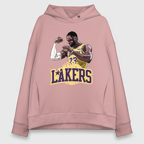 Женское худи оверсайз LeBron - Lakers / Пыльно-розовый – фото 1