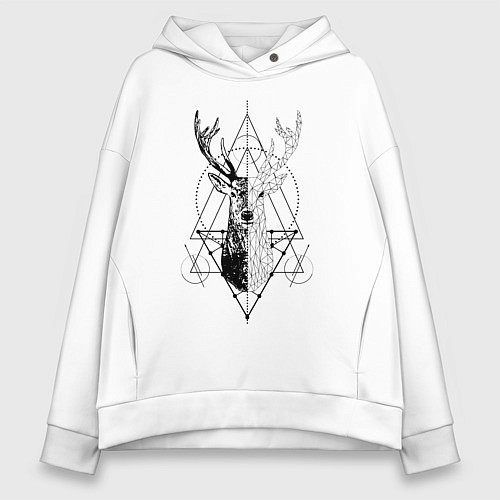 Женское худи оверсайз Polygonal deer / Белый – фото 1