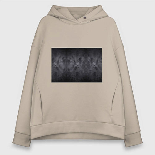 Женское худи оверсайз ЛАДОНИ УШЕДШИХ / Миндальный – фото 1