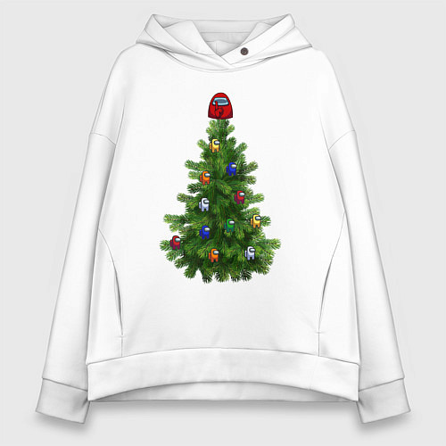 Женское худи оверсайз Among us елка / Белый – фото 1
