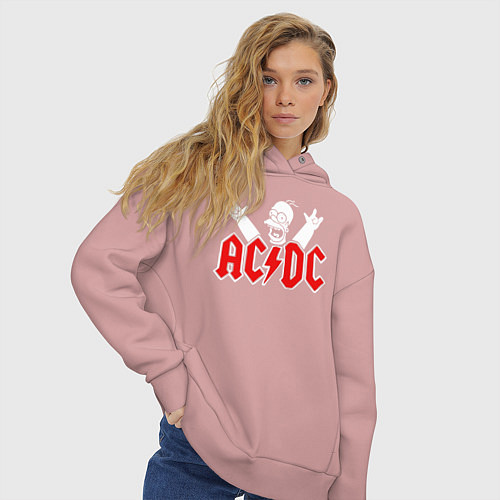Женское худи оверсайз ACDC / Пыльно-розовый – фото 3