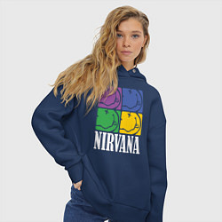 Толстовка оверсайз женская Nirvana, цвет: тёмно-синий — фото 2