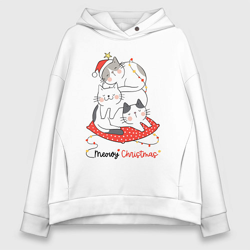 Женское худи оверсайз Merry Christmas / Белый – фото 1