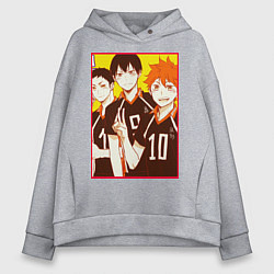 Толстовка оверсайз женская Haikyuu Haikyu Haikuu, цвет: меланж