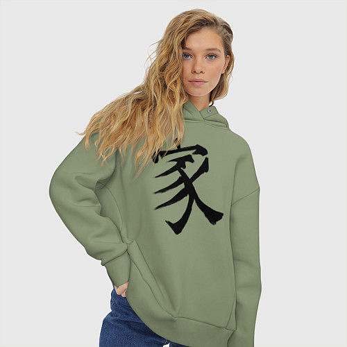 Женское худи оверсайз Японский иероглиф Семья / Авокадо – фото 3