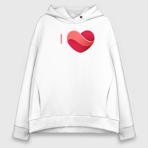 Женское худи оверсайз Я люблю Чапаевск / Белый – фото 1