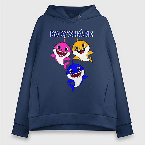 Женское худи оверсайз Baby Shark / Тёмно-синий – фото 1