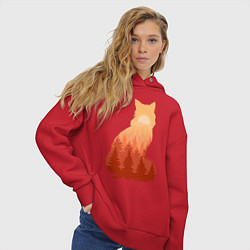Толстовка оверсайз женская Лиса, цвет: красный — фото 2