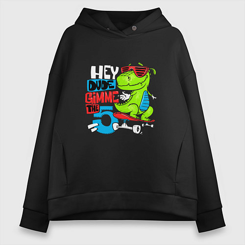 Женское худи оверсайз Dino hipster / Черный – фото 1