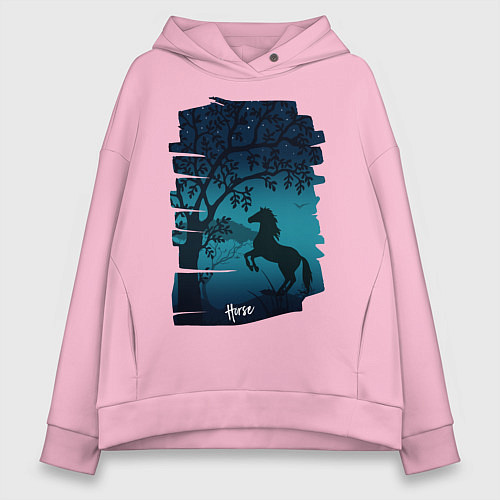 Женское худи оверсайз Конь / Светло-розовый – фото 1
