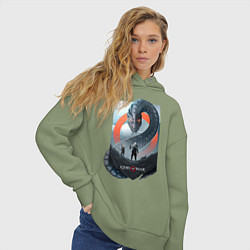 Толстовка оверсайз женская Кратос и Атрей, цвет: авокадо — фото 2